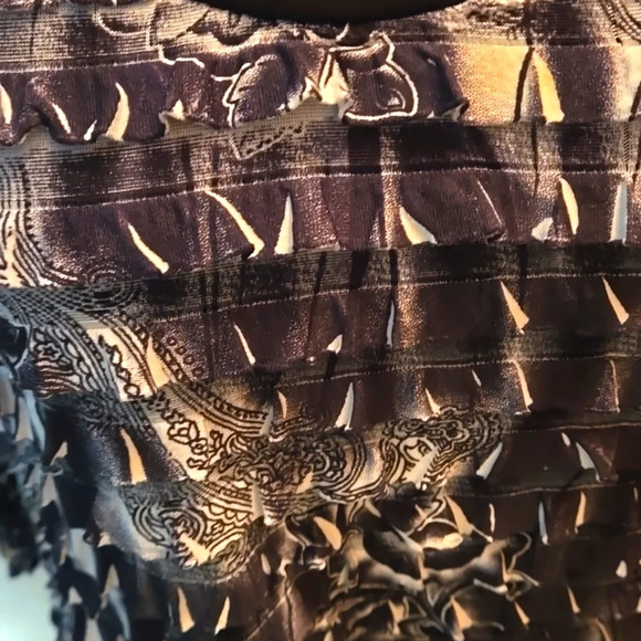 I.N. Studio Layered Ruffled Top Black & Gray Wide Band Boat Neck Women L - Picture 5 of 11